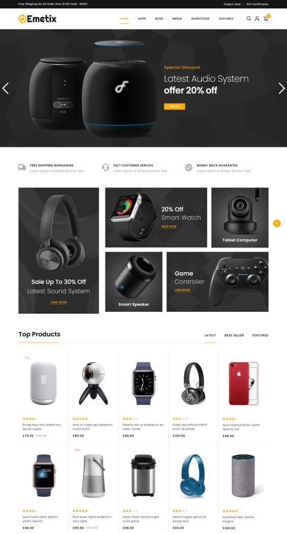 emetix digital shop woocommerce theme